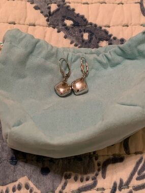 Sterling Silver Diamond Shaped Drop Lever back Earrings